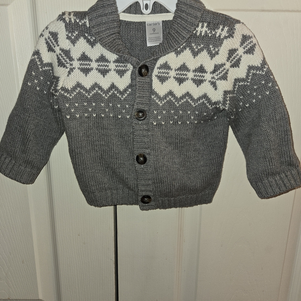 Carter's Gray and White Nordic Pattern Jacket